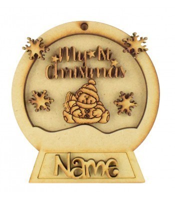 Laser Cut Personalised 3D Snowglobe Christmas Bauble - 100mm Size - 'My 1st Christmas'